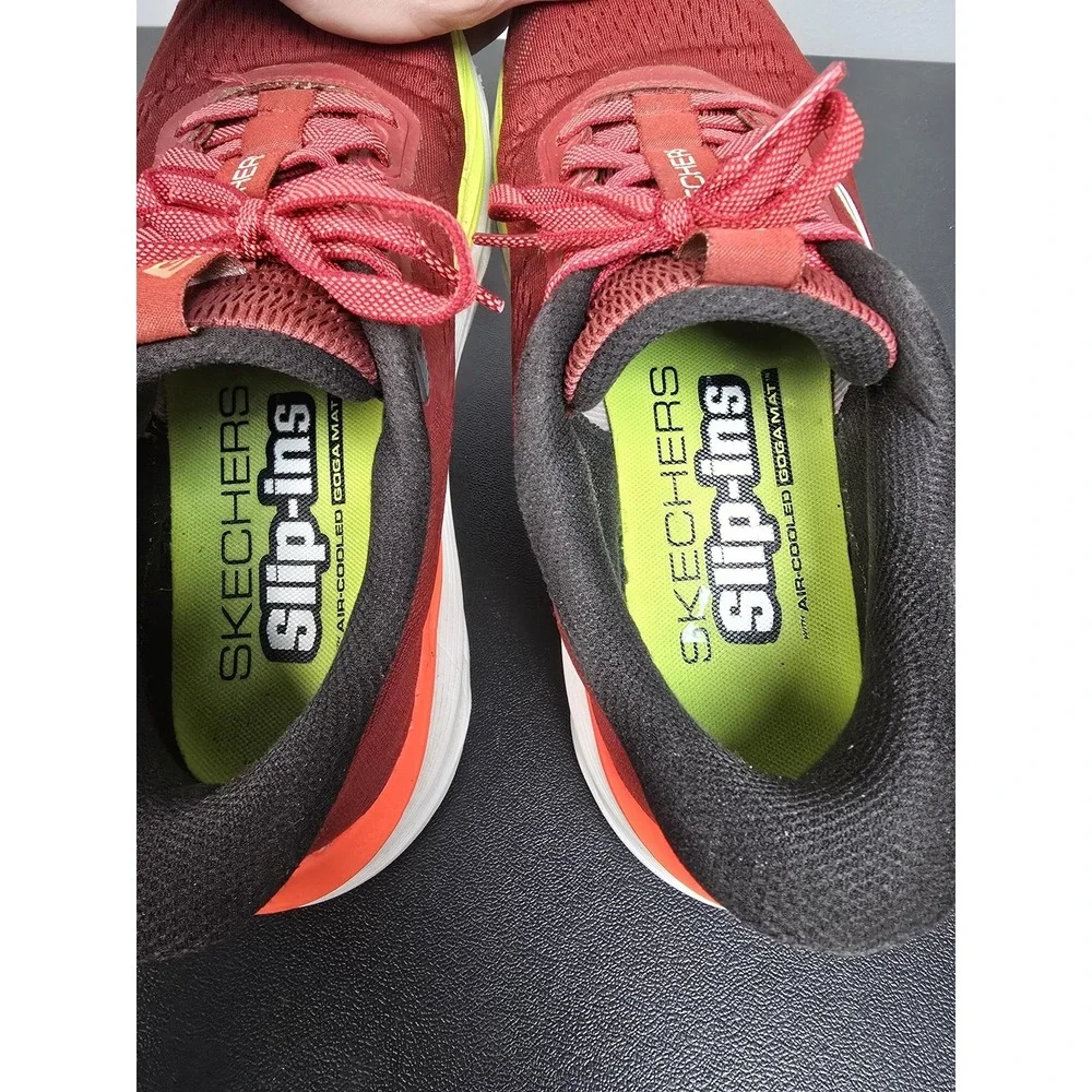 Skechers Shoes Mens 7.5 Red Max Run Slip-ins‎ Running Sneakers Goodyear Athletic